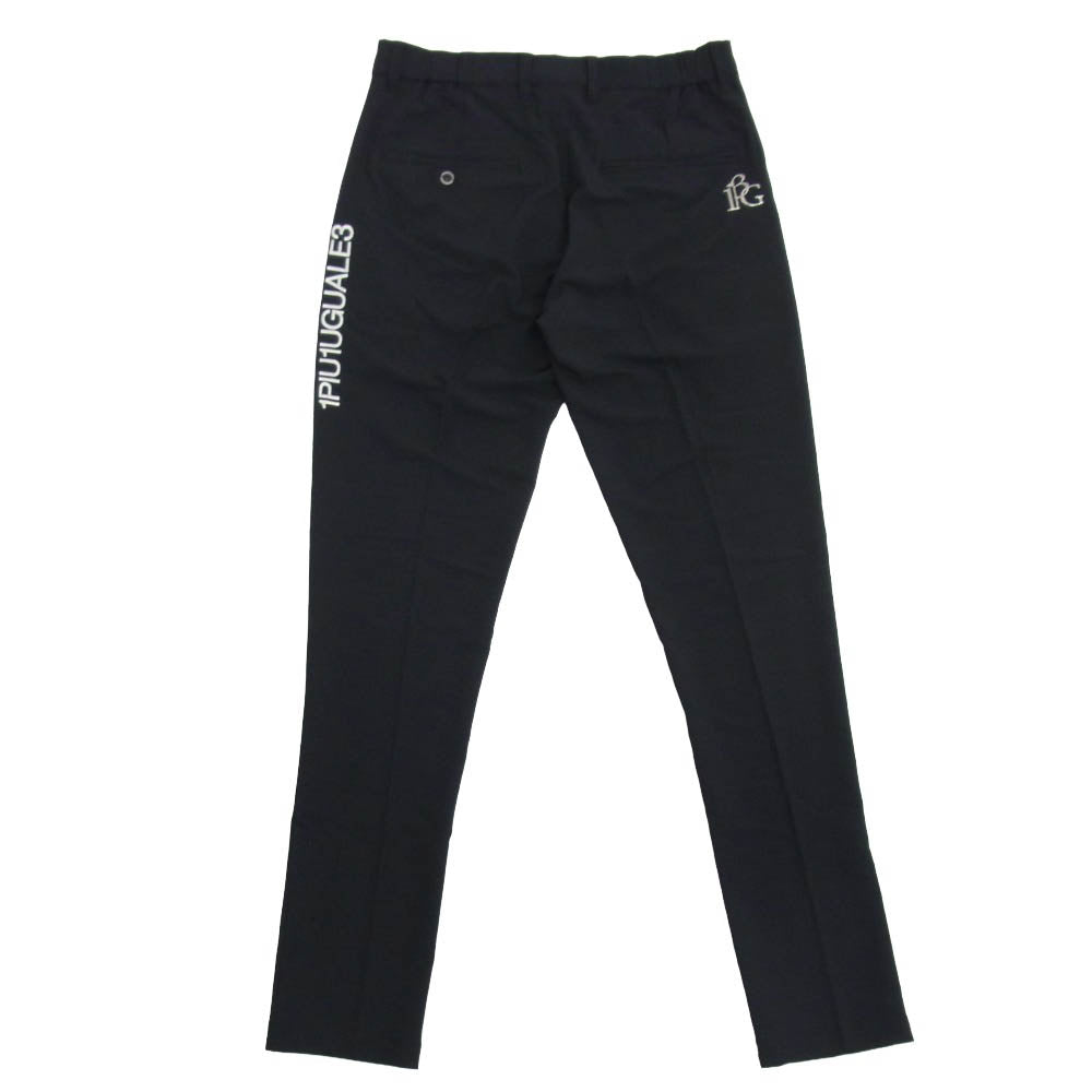 1piu1uguale3 ウノピュウノウグァーレトレ GRP166 POE521 GOLF ゴルフ STORM FLEECE TUCK PANTS ロゴ刺繍 ストレッチ タック パンツ ブラック系 4【中古】