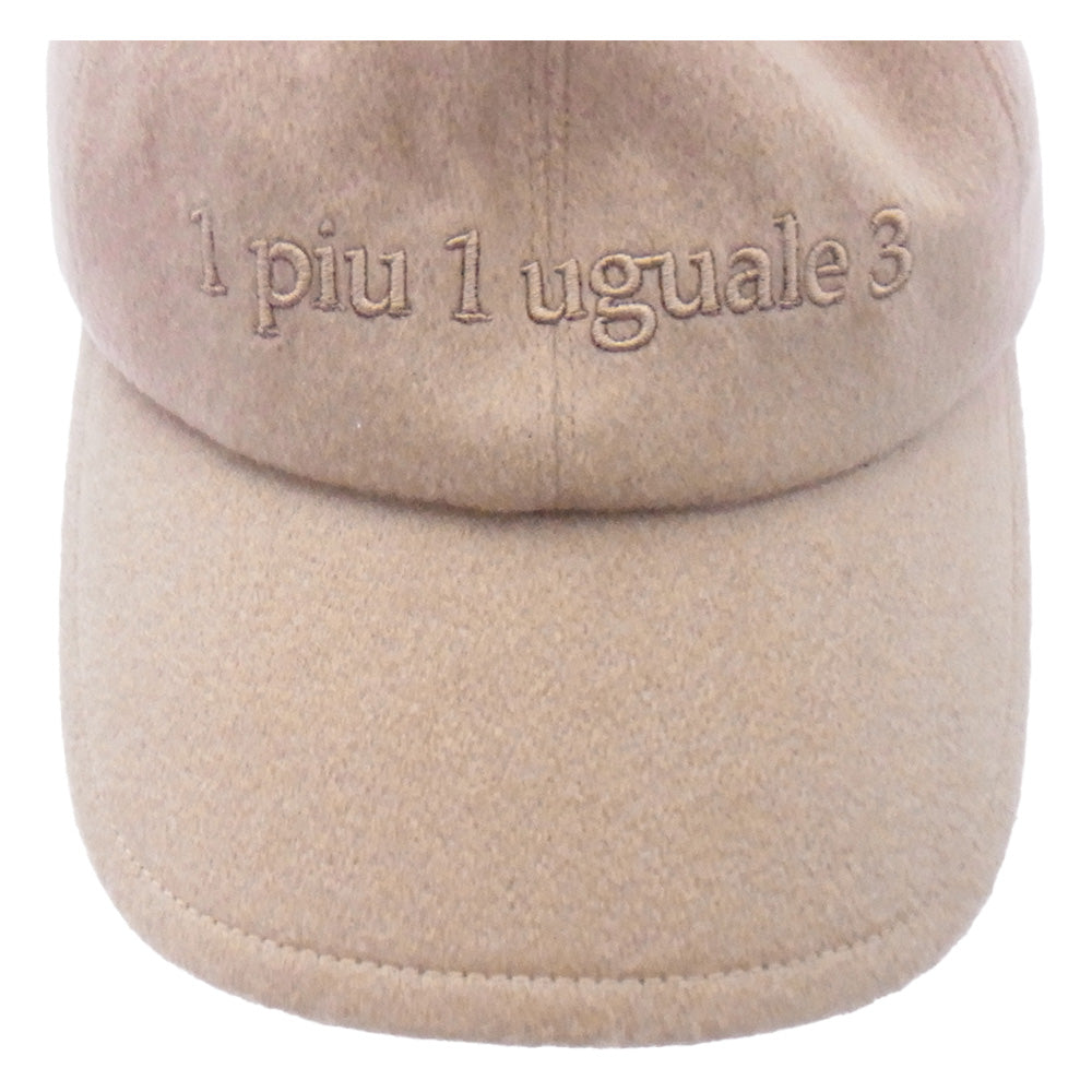 1piu1uguale3 ウノピュウノウグァーレトレ MSG011 CAS034 6PANEL CAP カシミヤ100％ 6パネル キャップ 帽子 ライトブラウン系 F【美品】【中古】