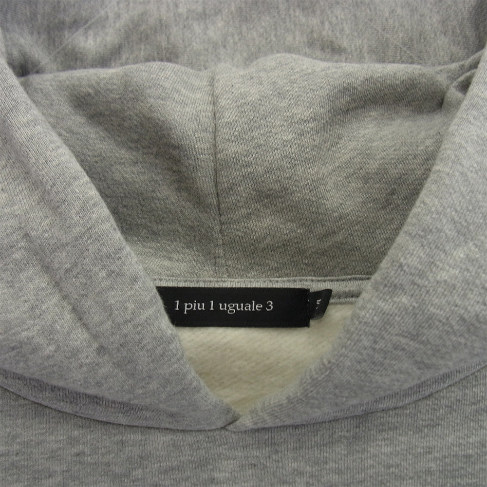 1piu1uguale3 ウノピュウノウグァーレトレ MRB500 COT269 BIG LOGO PARKA ビッグ ロゴ プルオーバ― パーカー グレー系 VI【美品】【中古】