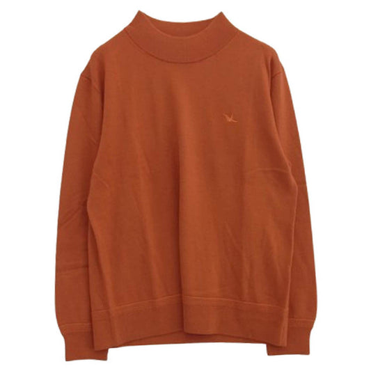 1piu1uguale3 ウノピュウノウグァーレトレ MRK279 WOL167 MOCK NECK KNIT 折り鶴ロゴ刺繍 モックネック ニット セーター オレンジ系 5【極上美品】【中古】