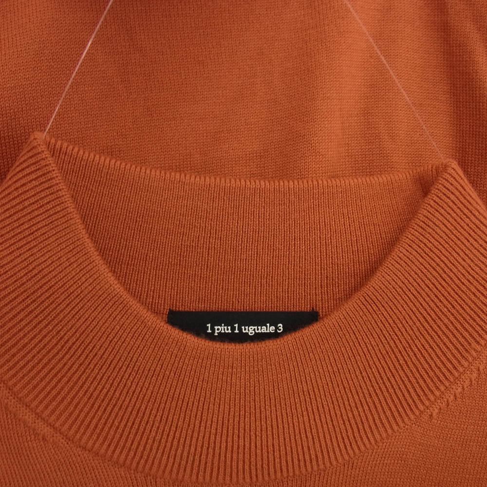 1piu1uguale3 ウノピュウノウグァーレトレ MRK279 WOL167 MOCK NECK KNIT 折り鶴ロゴ刺繍 モックネック ニット セーター オレンジ系 5【極上美品】【中古】