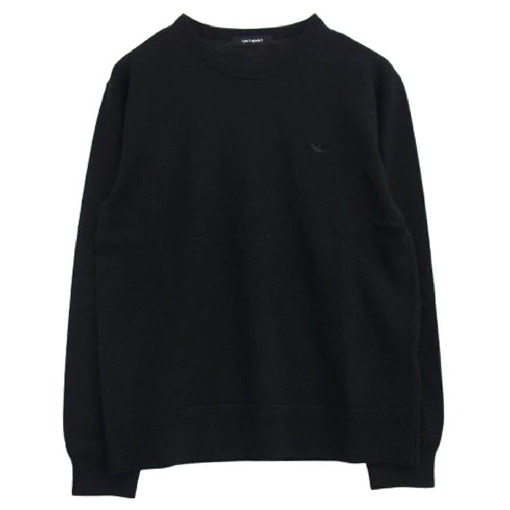 1piu1uguale3 ウノピュウノウグァーレトレ MRK280 WOL167 CREW KNIT 折り鶴ロゴ刺繍 クルーネック ニット セーター ブラック ブラック系 4【極上美品】【中古】