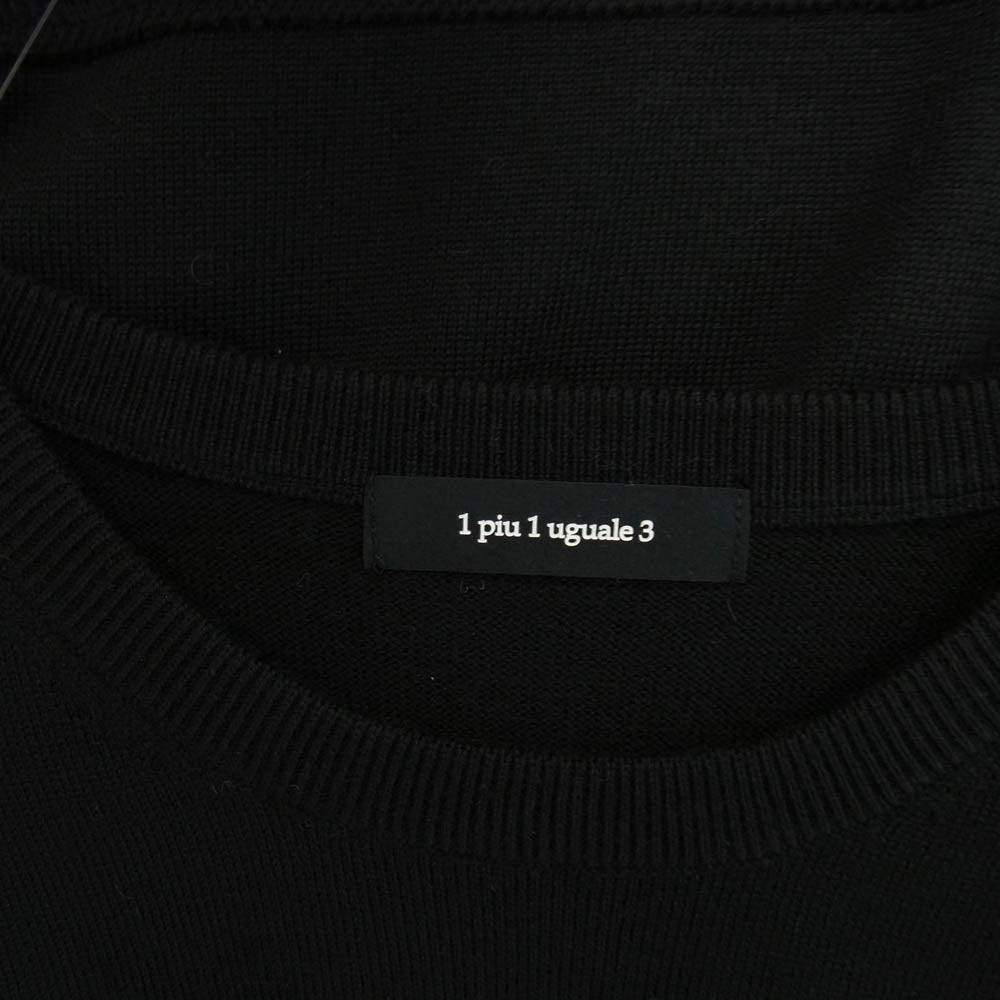 1piu1uguale3 ウノピュウノウグァーレトレ MRK280 WOL167 CREW KNIT 折り鶴ロゴ刺繍 クルーネック ニット セーター ブラック ブラック系 4【極上美品】【中古】