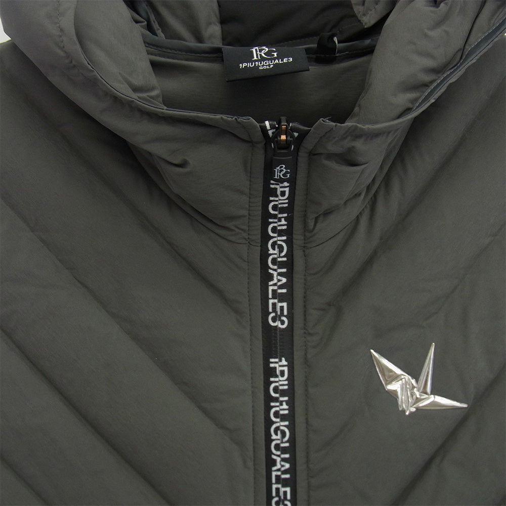 1piu1uguale3 ウノピュウノウグァーレトレ GRB110 POE523 GOLF ゴルフ DOWN VEST フーデッド ダウン ベスト グレー系 4【美品】【中古】