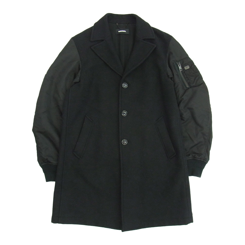 DIESEL ディーゼル 袖ナイロン切替 チェスター コート ブラック系 L【中古】
