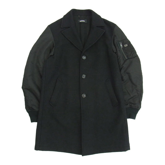 DIESEL ディーゼル 袖ナイロン切替 チェスター コート ブラック系 L【中古】