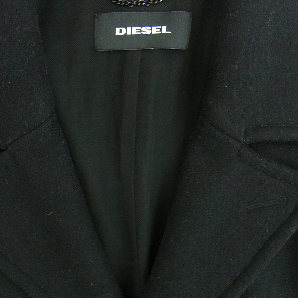 DIESEL ディーゼル 袖ナイロン切替 チェスター コート ブラック系 L【中古】