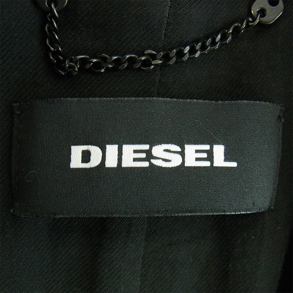 DIESEL ディーゼル 袖ナイロン切替 チェスター コート ブラック系 L【中古】
