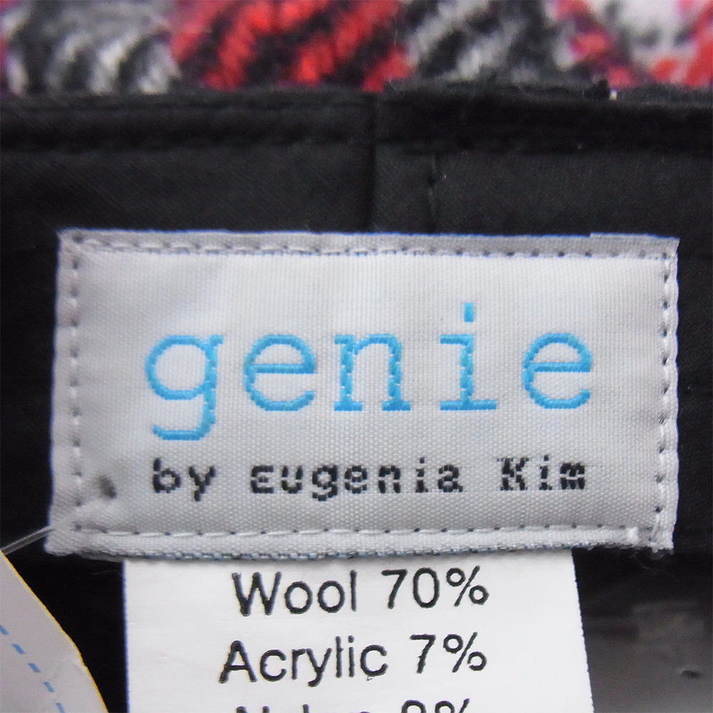 ジニーバイユージニアキム HTEI-IA1-3004 ボンボン ウール チェック柄 ハンチング 帽子 レッド系 M【極上美品】【中古】