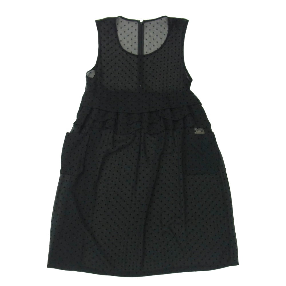 tricot COMME des GARCONS トリココムデギャルソン TD-O010 シースルー ドット フリル ノースリーブ ワンピース ブラック系 S【中古】