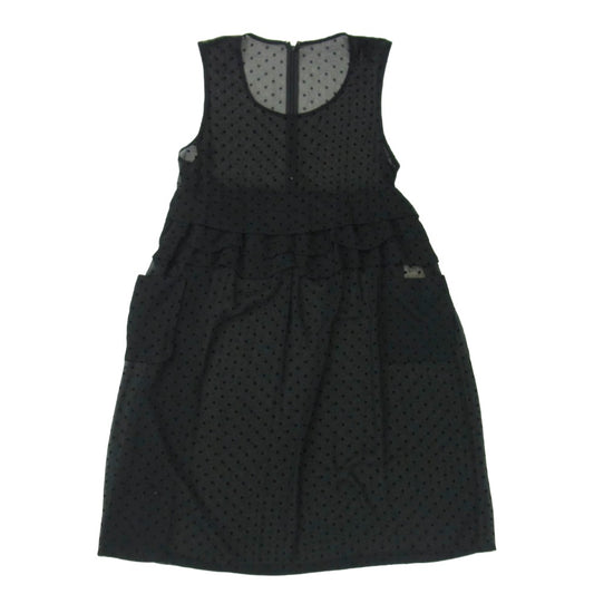 tricot COMME des GARCONS トリココムデギャルソン TD-O010 シースルー ドット フリル ノースリーブ ワンピース ブラック系 S【中古】