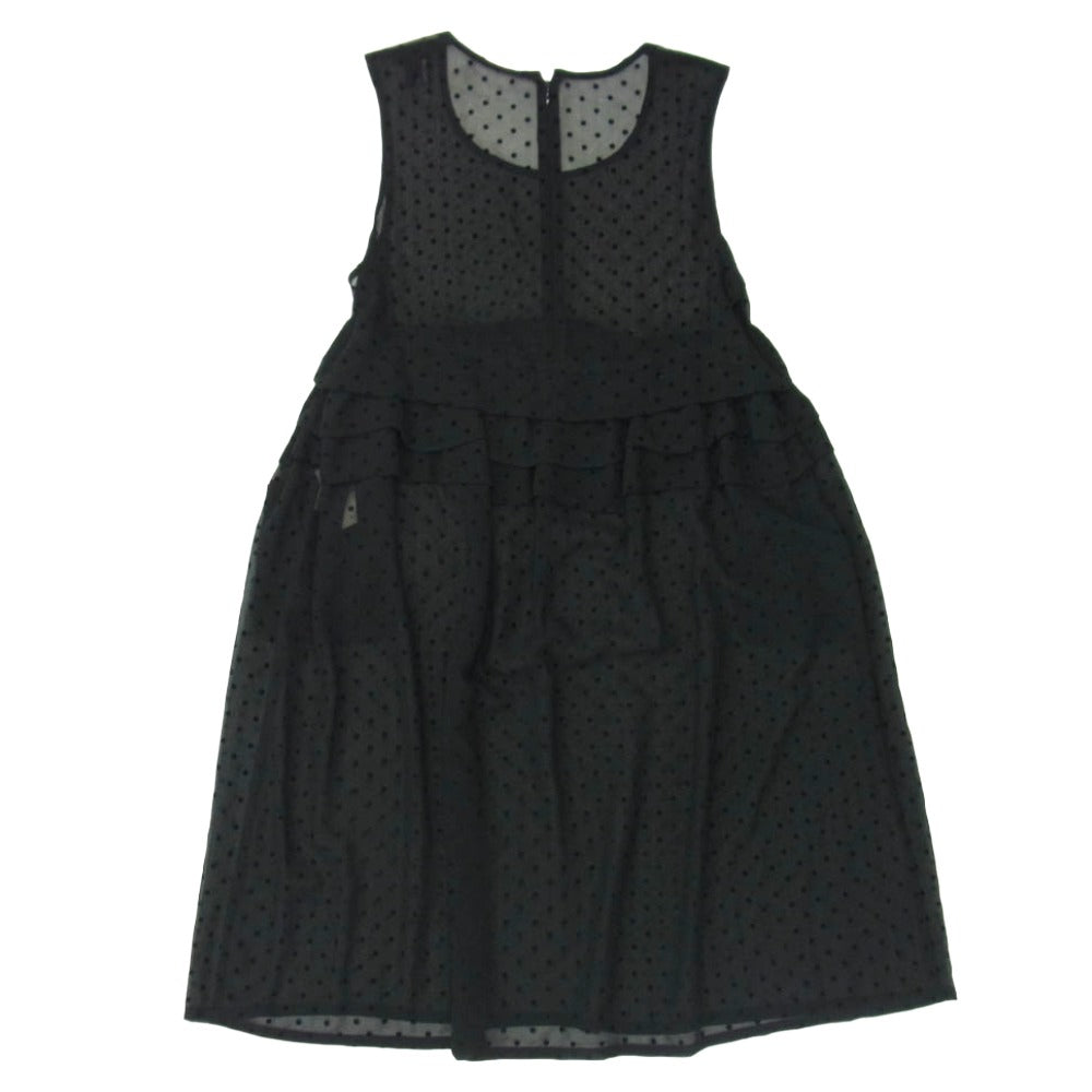 tricot COMME des GARCONS トリココムデギャルソン TD-O010 シースルー ドット フリル ノースリーブ ワンピース ブラック系 S【中古】