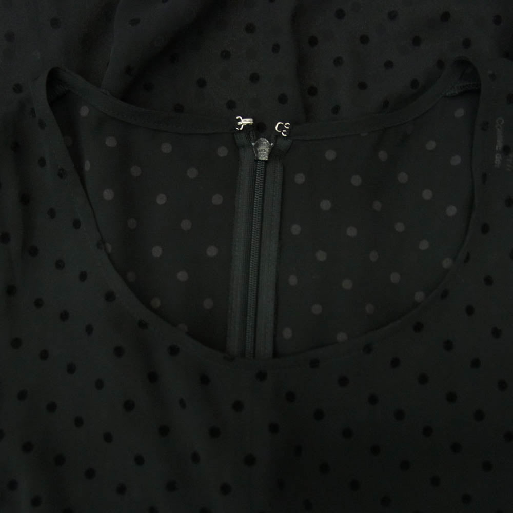 tricot COMME des GARCONS トリココムデギャルソン TD-O010 シースルー ドット フリル ノースリーブ ワンピース ブラック系 S【中古】
