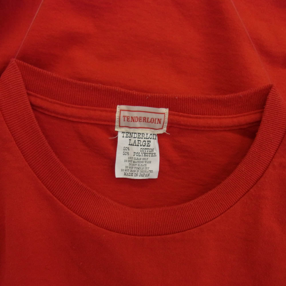 TENDERLOIN テンダーロイン 初期 両面ロゴ プリント ポケット付 半袖 Tシャツ レッド レッド系 L【中古】