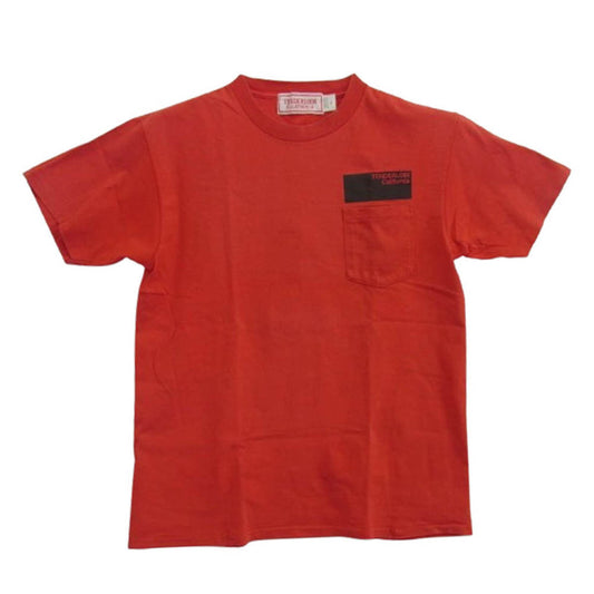 TENDERLOIN テンダーロイン USA製 初期 バック ボルネオスカル プリント ポケットロゴ 半袖 Tシャツ レッド系 L【中古】