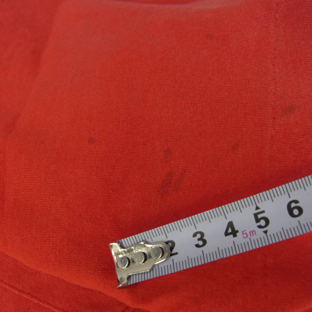 TENDERLOIN テンダーロイン USA製 初期 バック ボルネオスカル プリント ポケットロゴ 半袖 Tシャツ レッド系 L【中古】