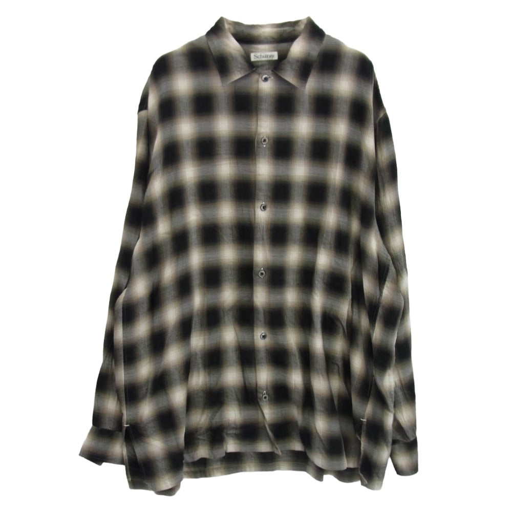 シュウレイ SR-010 Ombre Plaid Open Collar Shirt オンブレチェック オープンカラー 開襟 長袖 シャツ ブラック系 1【中古】