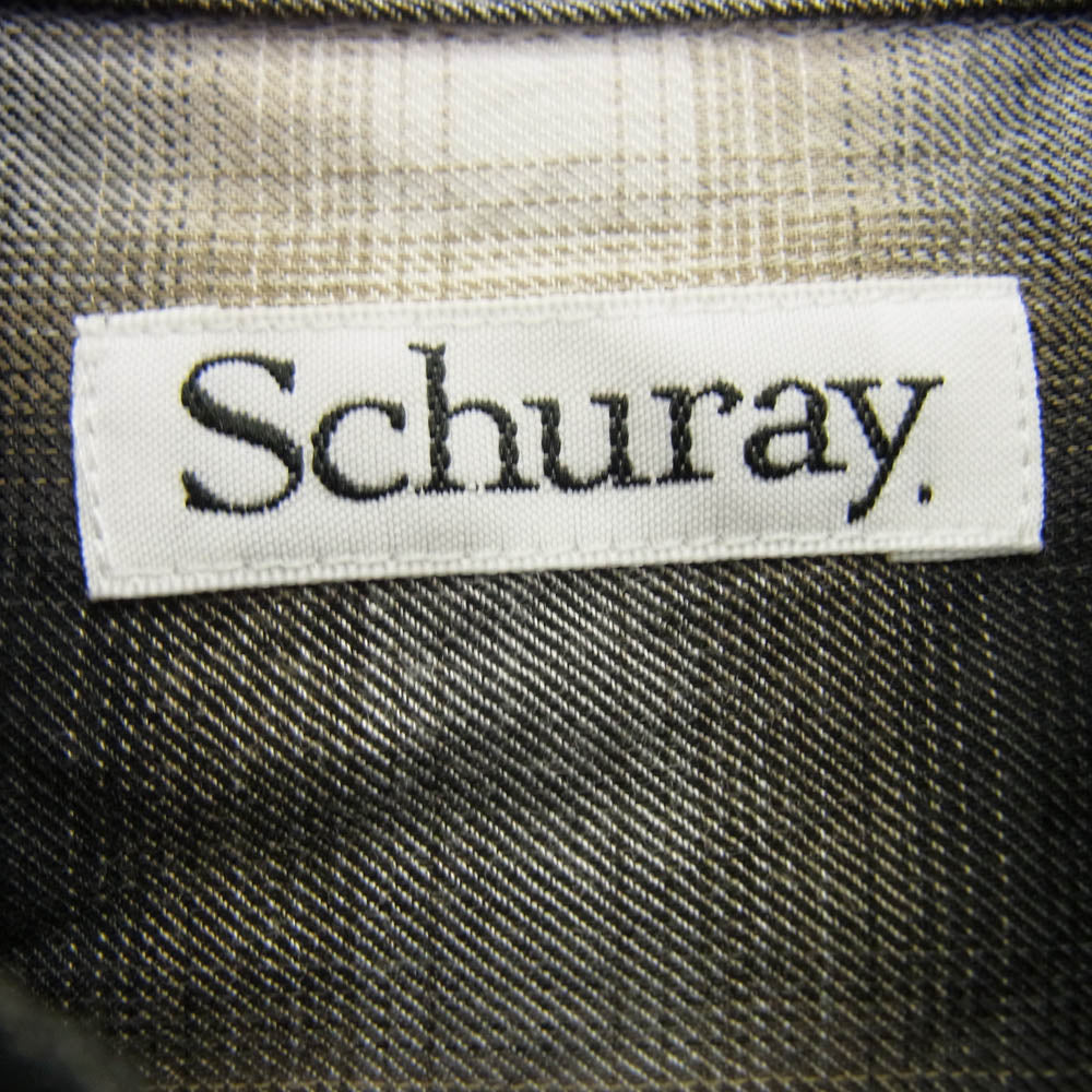 シュウレイ SR-010 Ombre Plaid Open Collar Shirt オンブレチェック オープンカラー 開襟 長袖 シャツ ブラック系 1【中古】