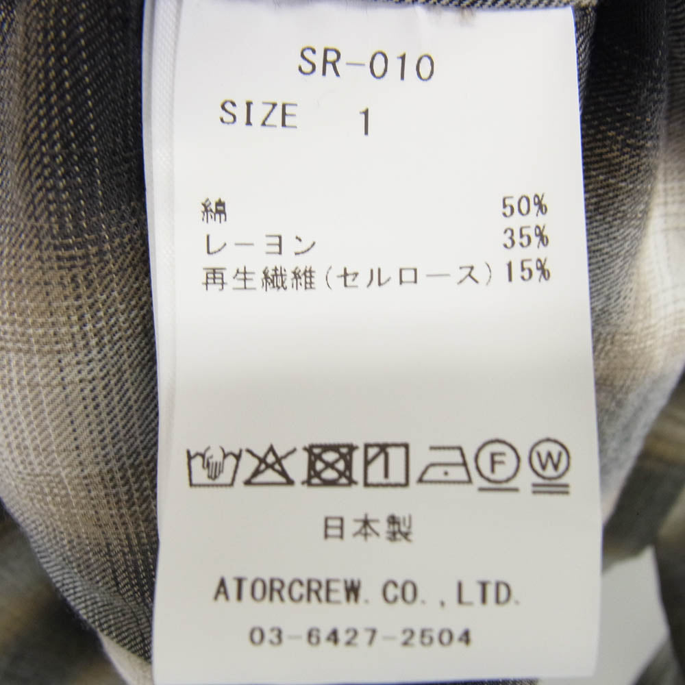 シュウレイ SR-010 Ombre Plaid Open Collar Shirt オンブレチェック オープンカラー 開襟 長袖 シャツ ブラック系 1【中古】