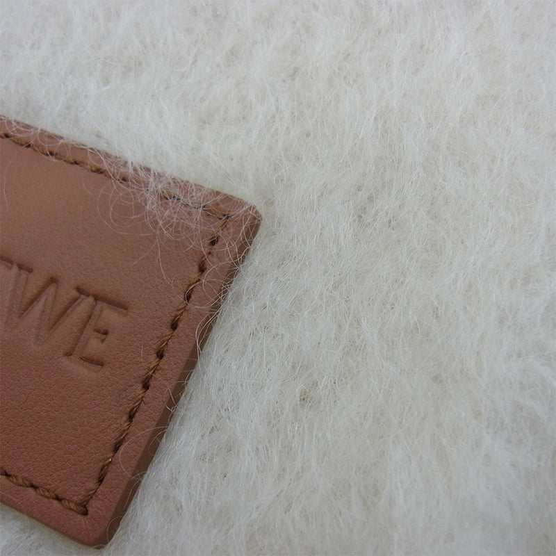 LOEWE ロエベ FSA6SS1X05 レザーロゴパッチ モヘヤ ウール フリンジ