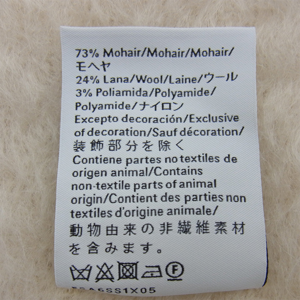 LOEWE ロエベ FSA6SS1X05 レザーロゴパッチ モヘヤ ウール フリンジ マフラー オフホワイト系【中古】