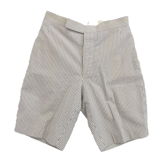 THOM BROWNE トムブラウン シアサッカー ストライプ ショート ハーフ パンツ ショーツ グレー系【中古】