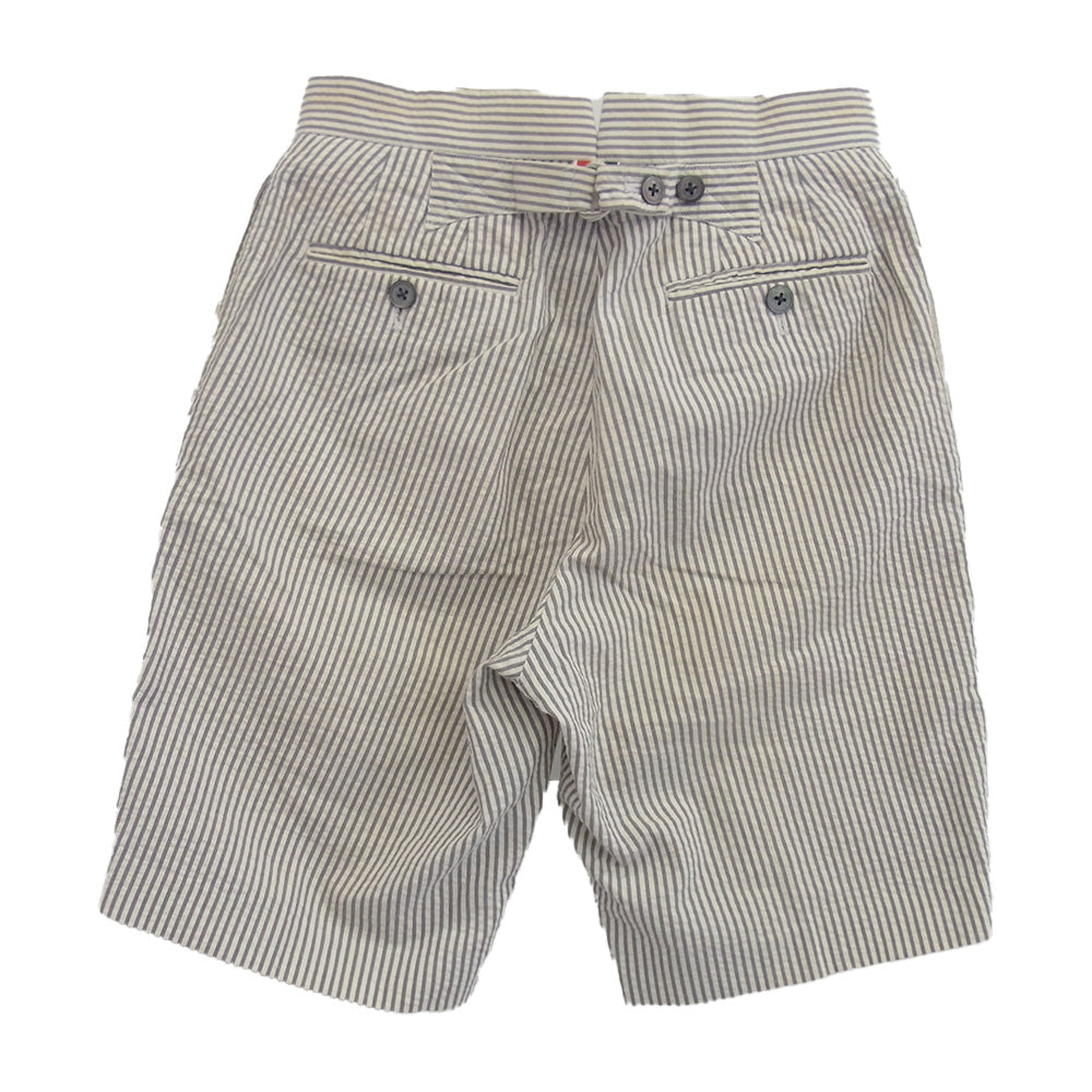 THOM BROWNE トムブラウン シアサッカー ストライプ ショート ハーフ パンツ ショーツ グレー系【中古】