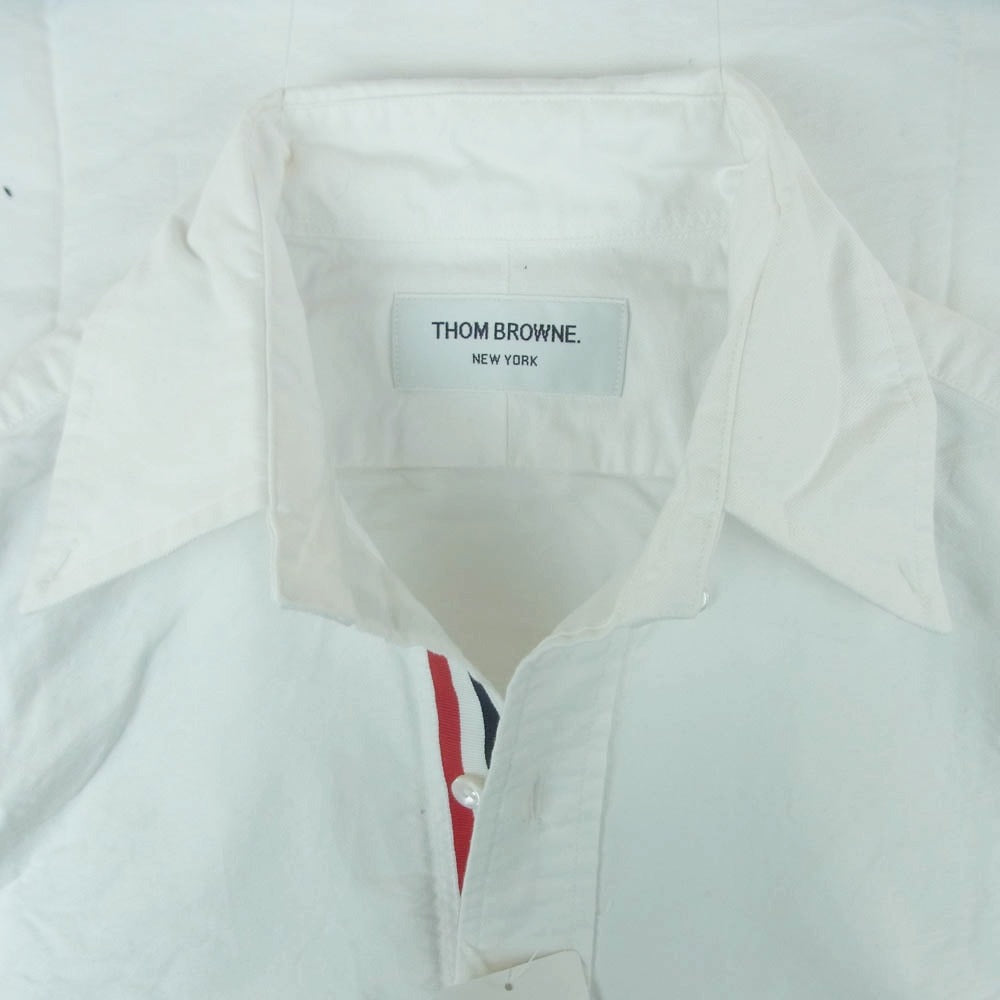 THOM BROWNE トムブラウン ボタンダウン ポケット 長袖 シャツ コットン アメリカ製 ホワイト系【中古】
