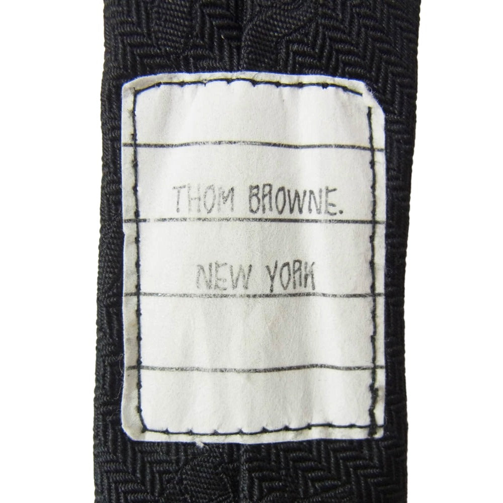 THOM BROWNE トムブラウン シルク混 タートル カメ ナロー ネクタイ ブラック系【中古】