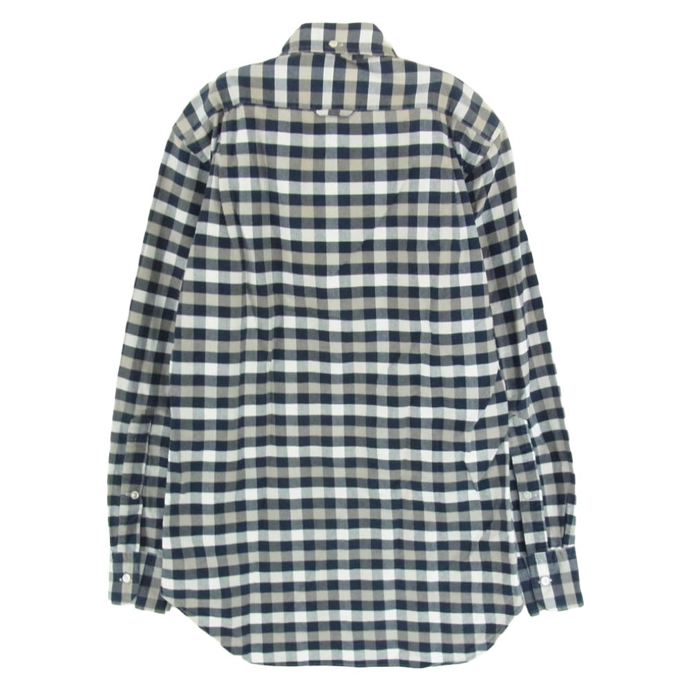 THOM BROWNE トムブラウン ギンガムチェック ポケット 長袖 ボタンダウン シャツ ネイビー系 ホワイト系【中古】