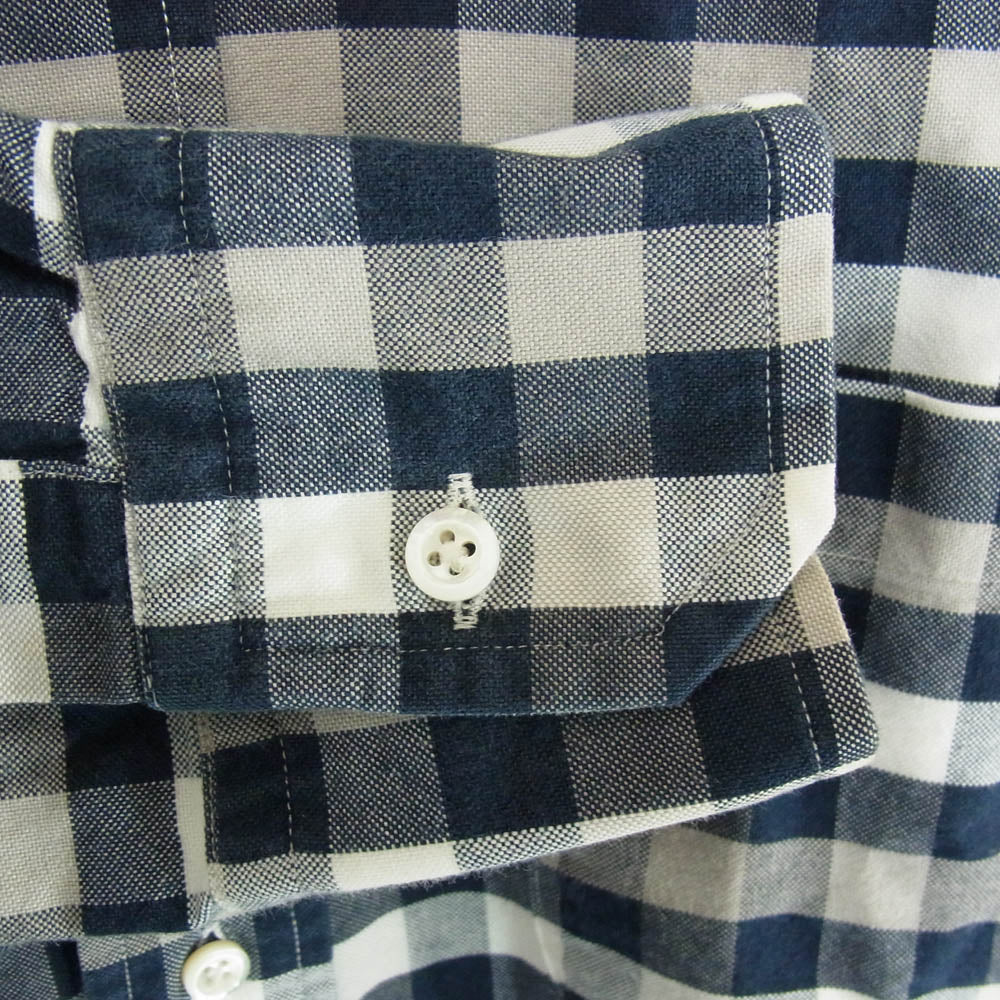 THOM BROWNE トムブラウン ギンガムチェック ポケット 長袖 ボタンダウン シャツ ネイビー系 ホワイト系【中古】