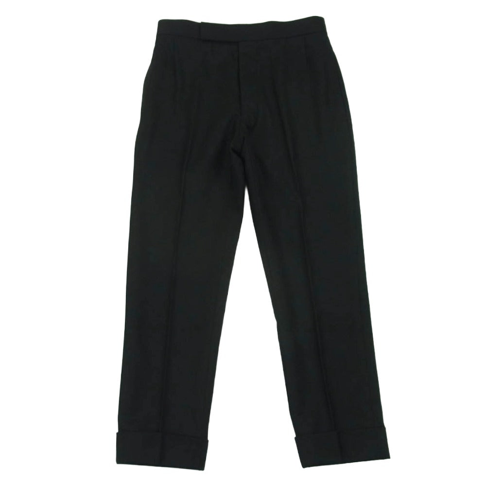 THOM BROWNE トムブラウン ダブル ウール トラウザーズ スラックス パンツ 日本製 ブラック系 00【中古】