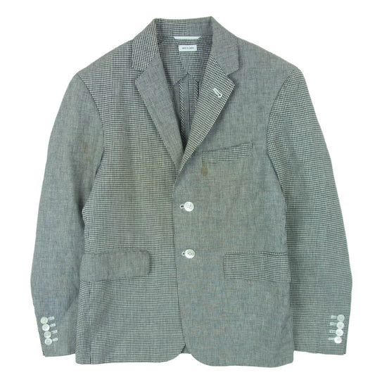 THOM BROWNE トムブラウン チェック アシンメトリー 千鳥格子 切替 テーラード ジャケット 日本製 グレー系 00【中古】