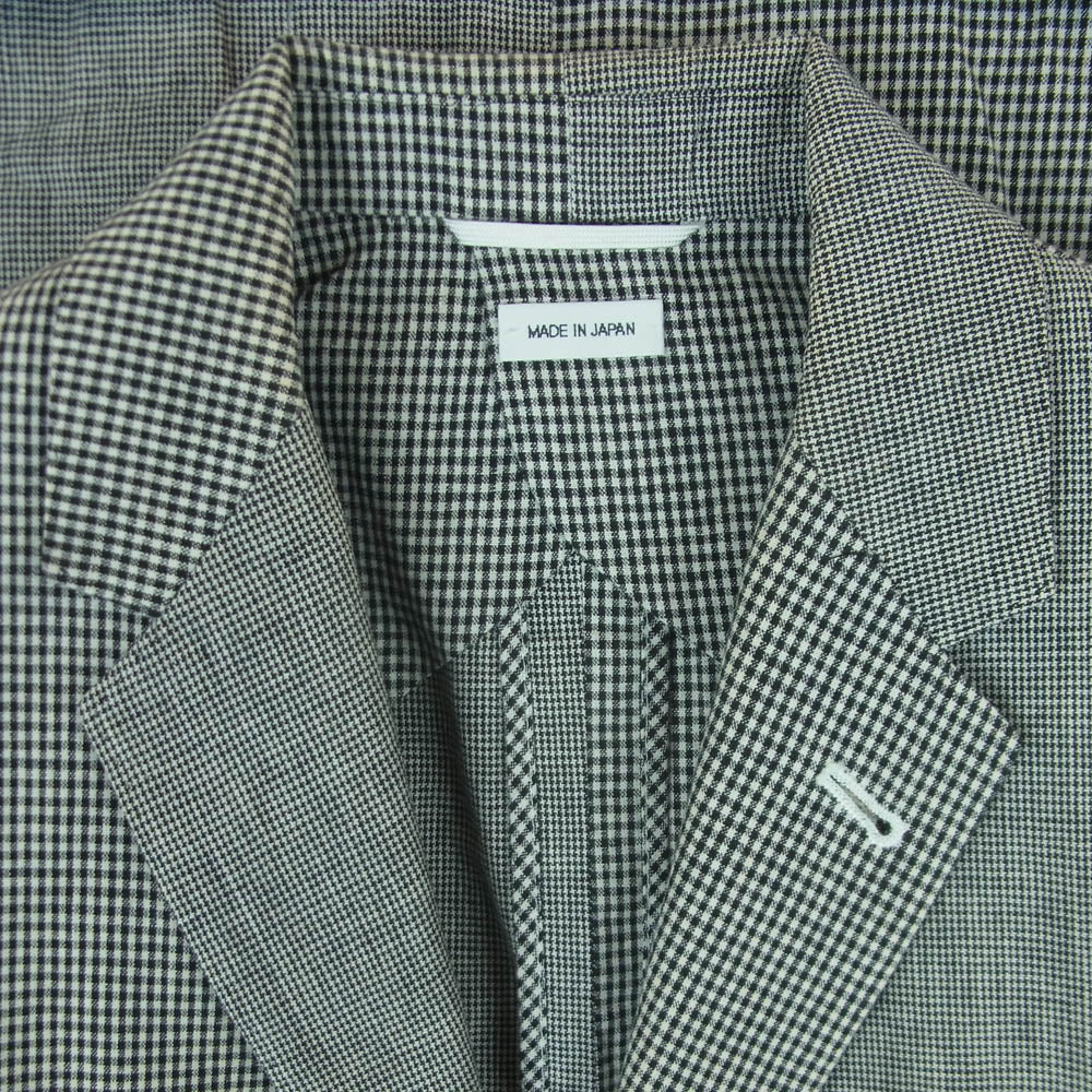 THOM BROWNE トムブラウン チェック アシンメトリー 千鳥格子 切替 テーラード ジャケット 日本製 グレー系 00【中古】