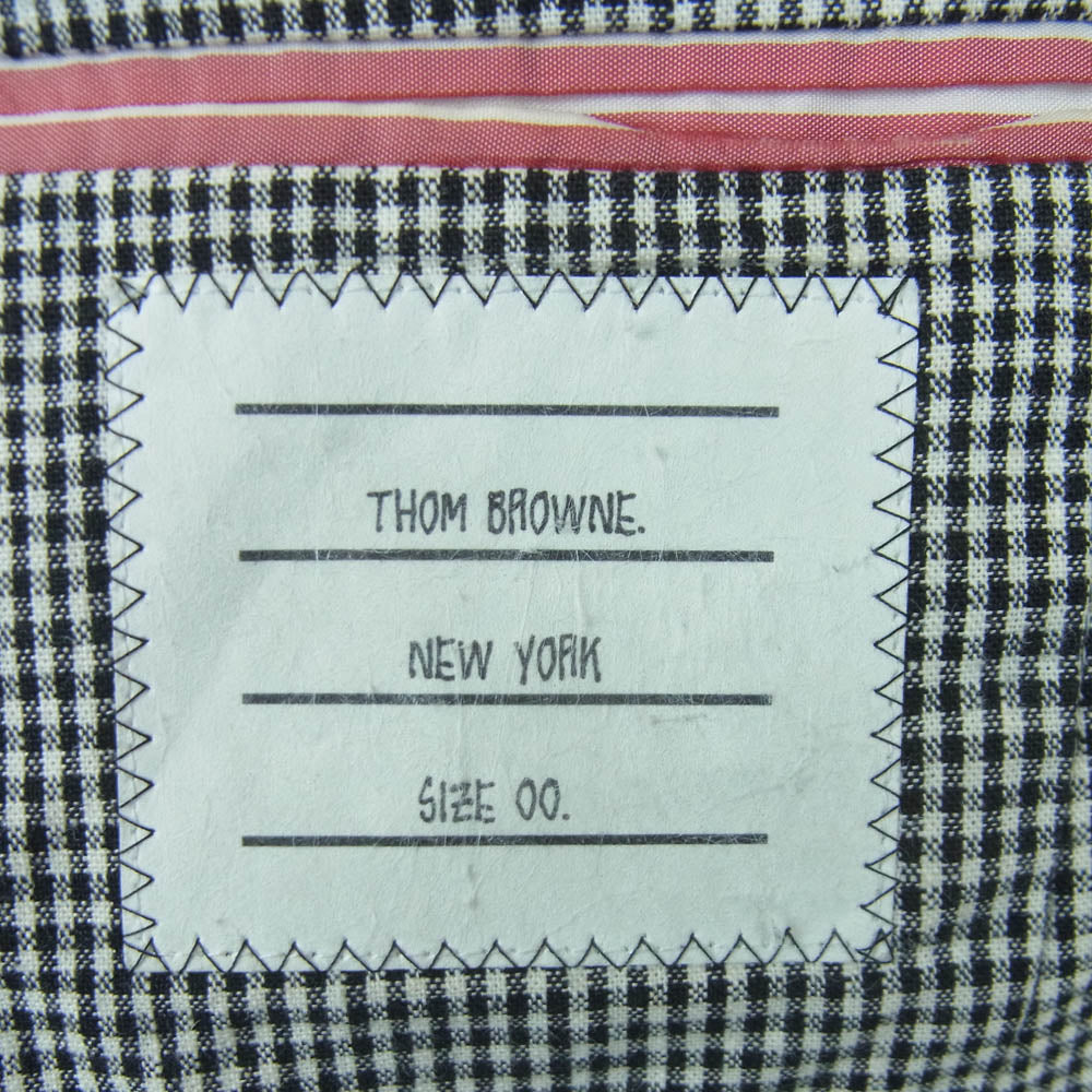 THOM BROWNE トムブラウン チェック アシンメトリー 千鳥格子 切替 テーラード ジャケット 日本製 グレー系 00【中古】