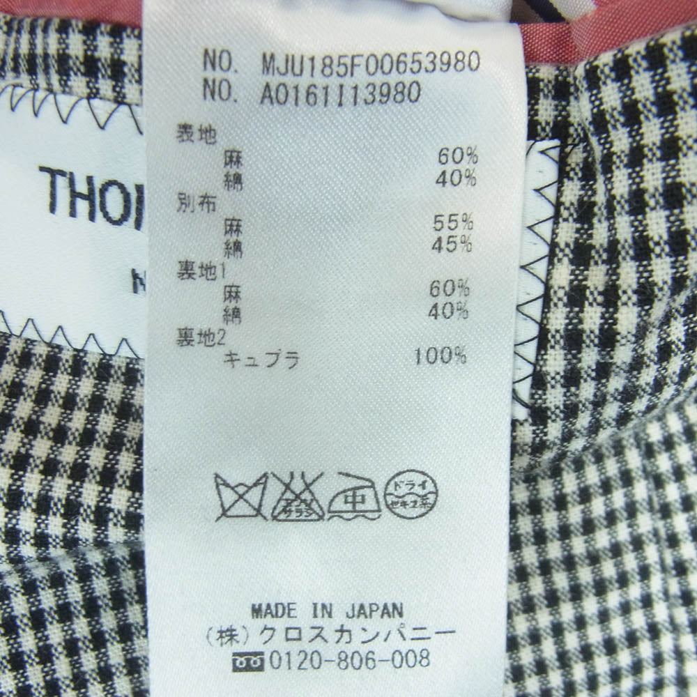 THOM BROWNE トムブラウン チェック アシンメトリー 千鳥格子 切替 テーラード ジャケット 日本製 グレー系 00【中古】