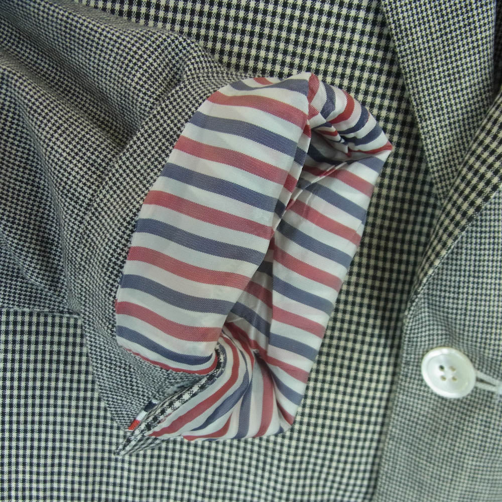THOM BROWNE トムブラウン チェック アシンメトリー 千鳥格子 切替 テーラード ジャケット 日本製 グレー系 00【中古】
