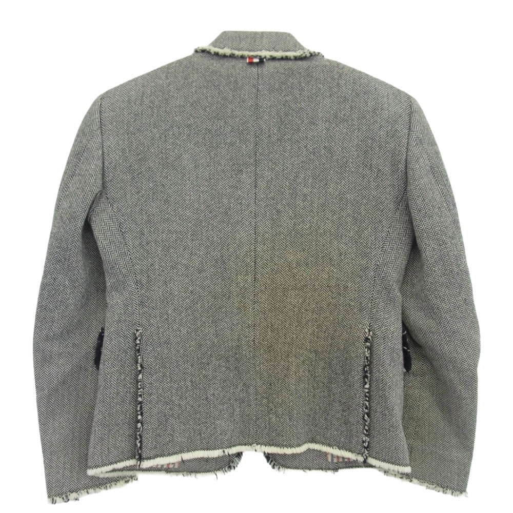 THOM BROWNE トムブラウン フリンジ ツイード ブレザー ジャケット ブラック系 オフホワイト系 00【中古】