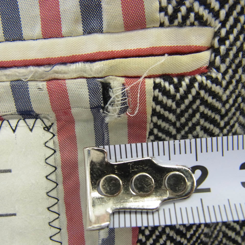 THOM BROWNE トムブラウン フリンジ ツイード ブレザー ジャケット ブラック系 オフホワイト系 00【中古】