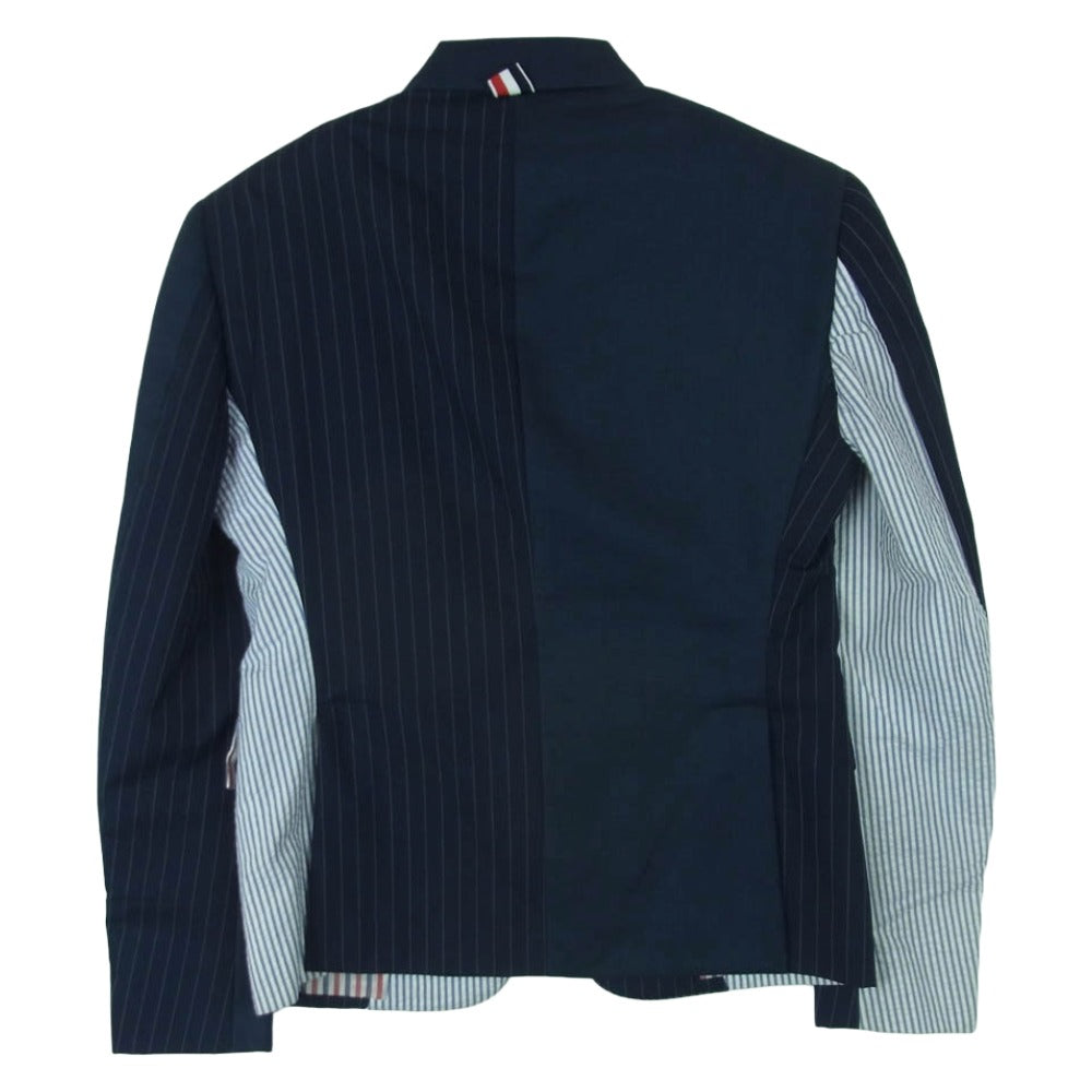 THOM BROWNE トムブラウン ストライプ シアサッカー 切替 2B テーラード ジャケット ネイビー系【中古】