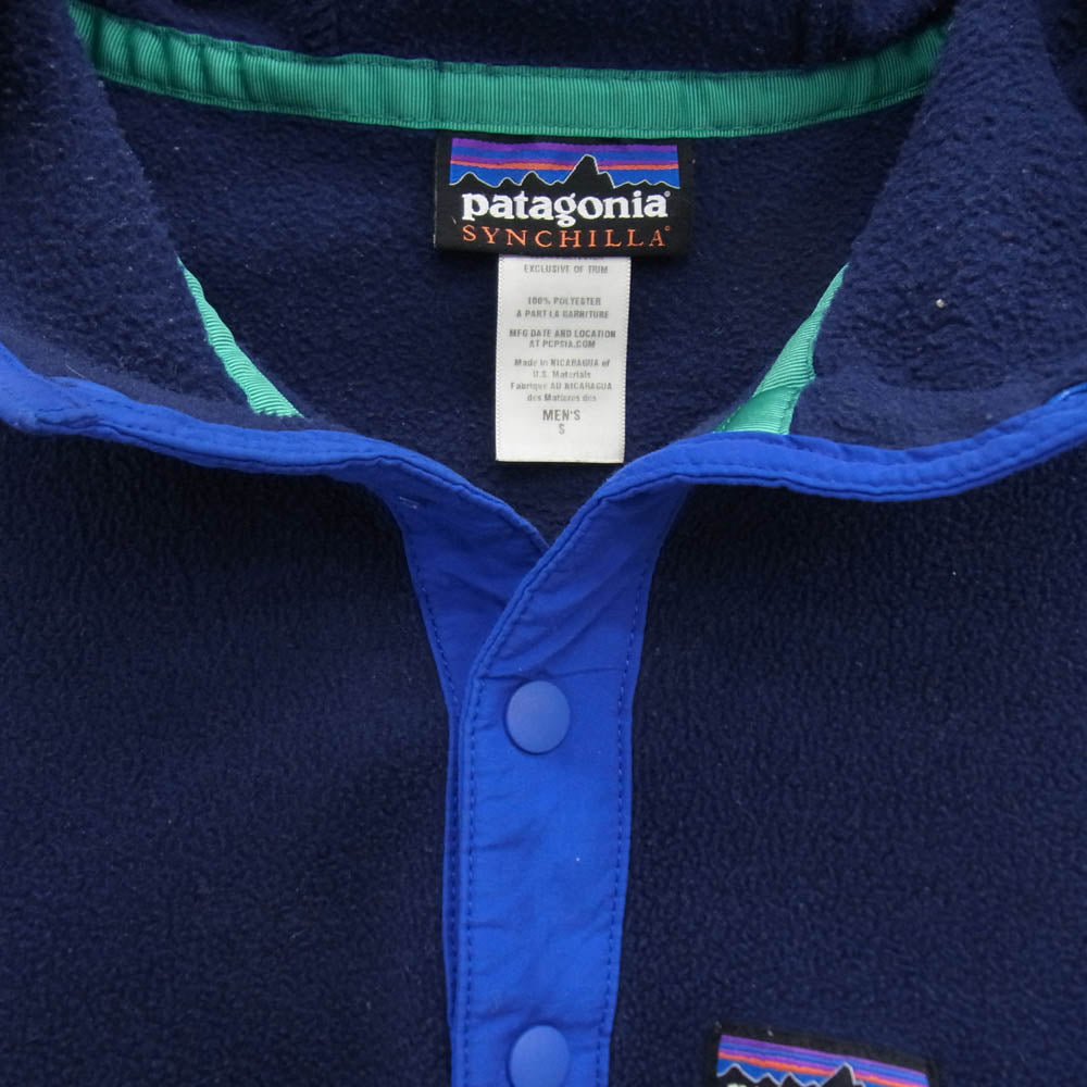 patagonia パタゴニア 25461 SYNCHILLA SNAP シンチラ スナップ フリース プルオーバー ネイビー系 レッド系 S【中古】