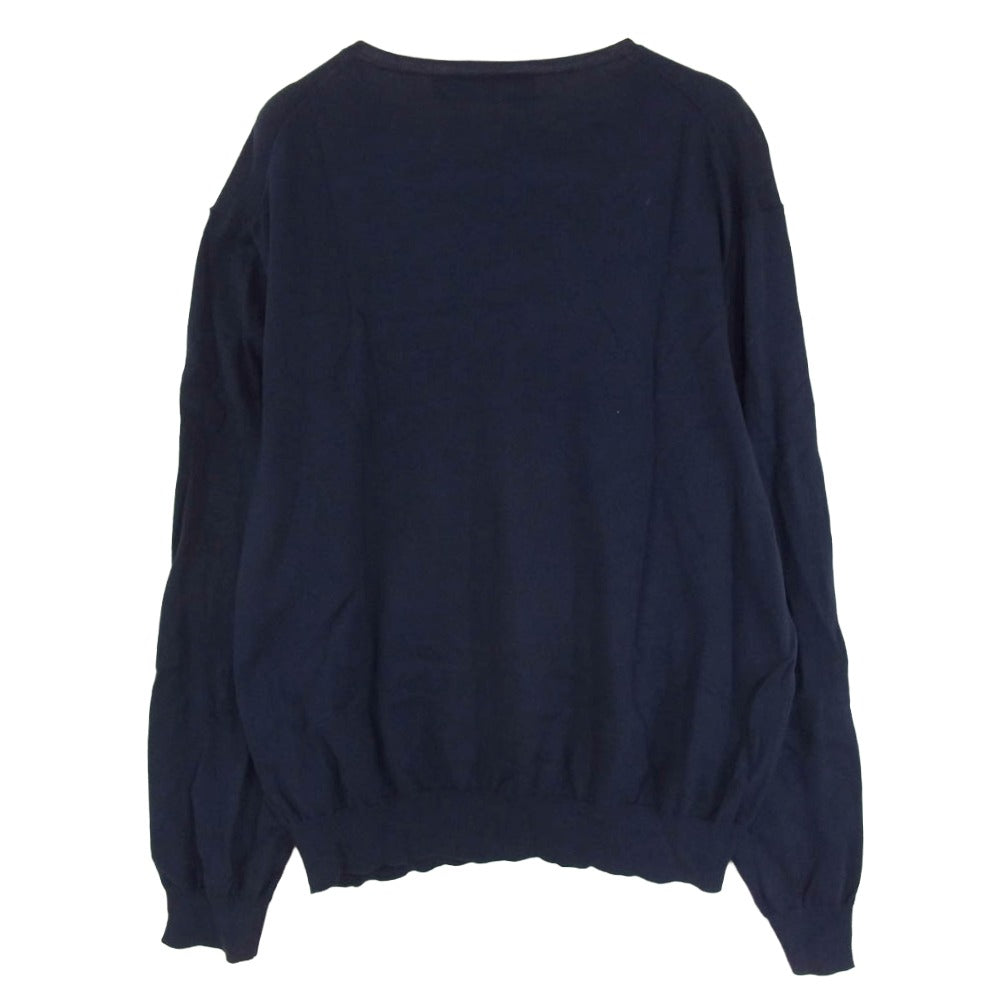 POLO RALPH LAUREN ポロ・ラルフローレン ピマコットン ニット Vネック セーター ネイビー系 L【中古】