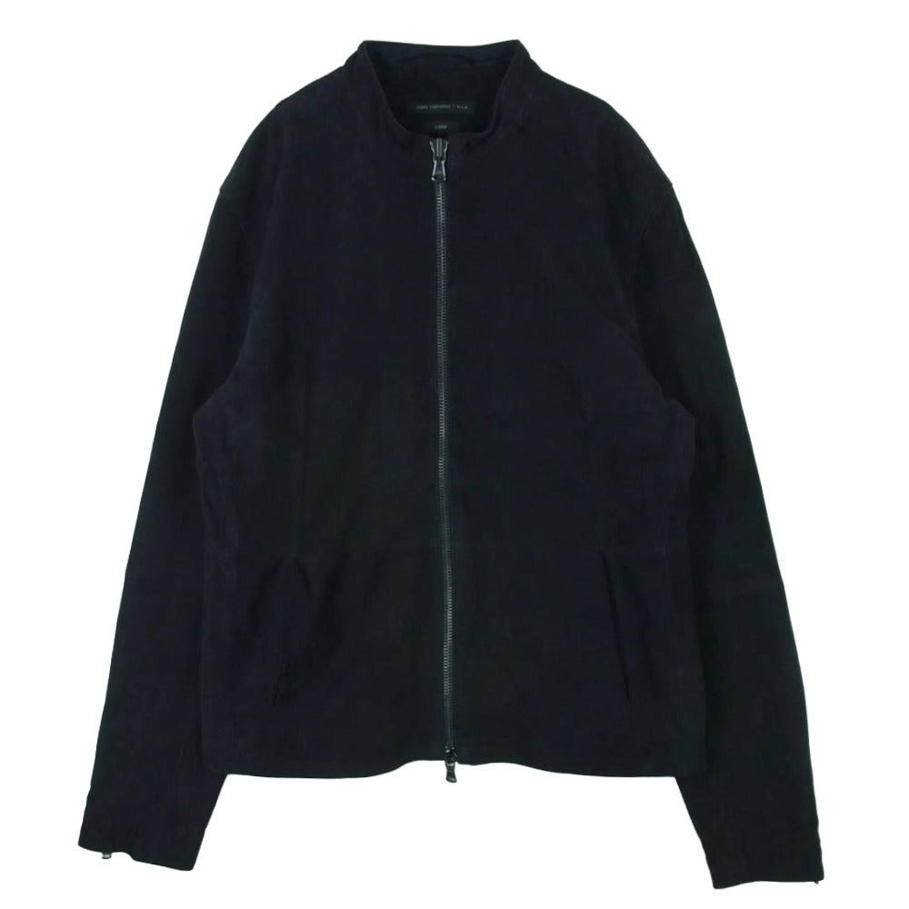 ジョン バルベイトス ゴートスエード レザー ジャケット 中国製 ダークネイビー系 M【中古】