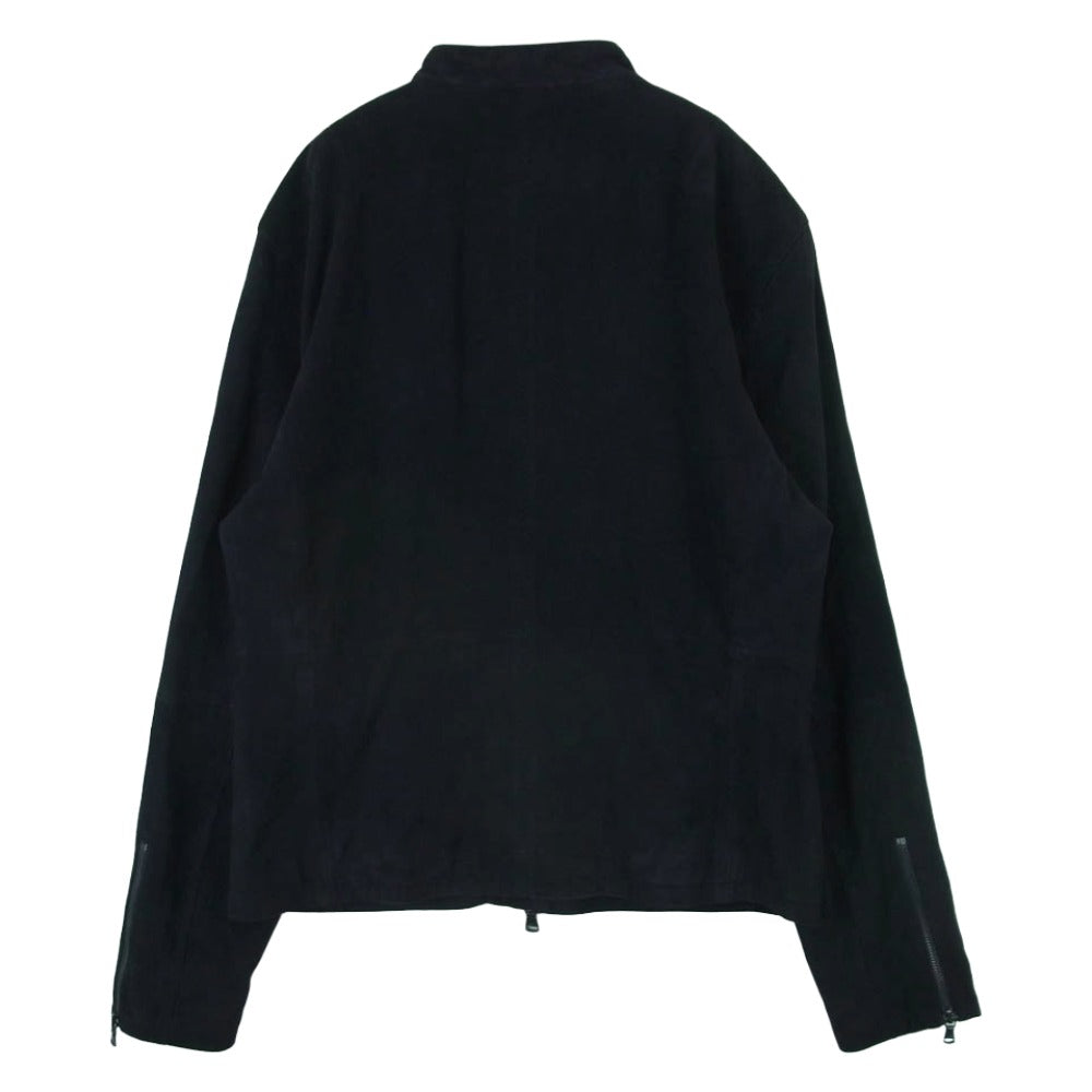 ジョン バルベイトス ゴートスエード レザー ジャケット 中国製 ダークネイビー系 M【中古】