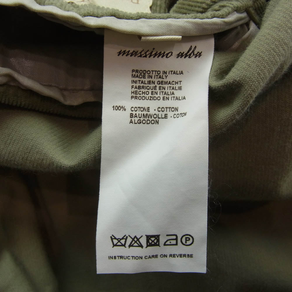 マッシモアルバ コーデュロイ コート グリーン系 46【美品】【中古】