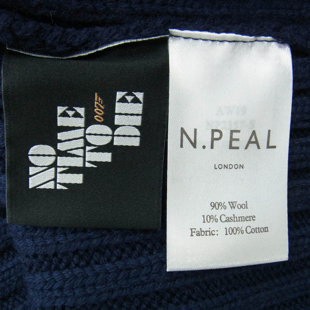 エヌ ピール × 007 NO TIME TO DIE ribbed army Sweater カシミア混 リブ コマンド セーター アーミーニット ネイビー系 L【極上美品】【中古】