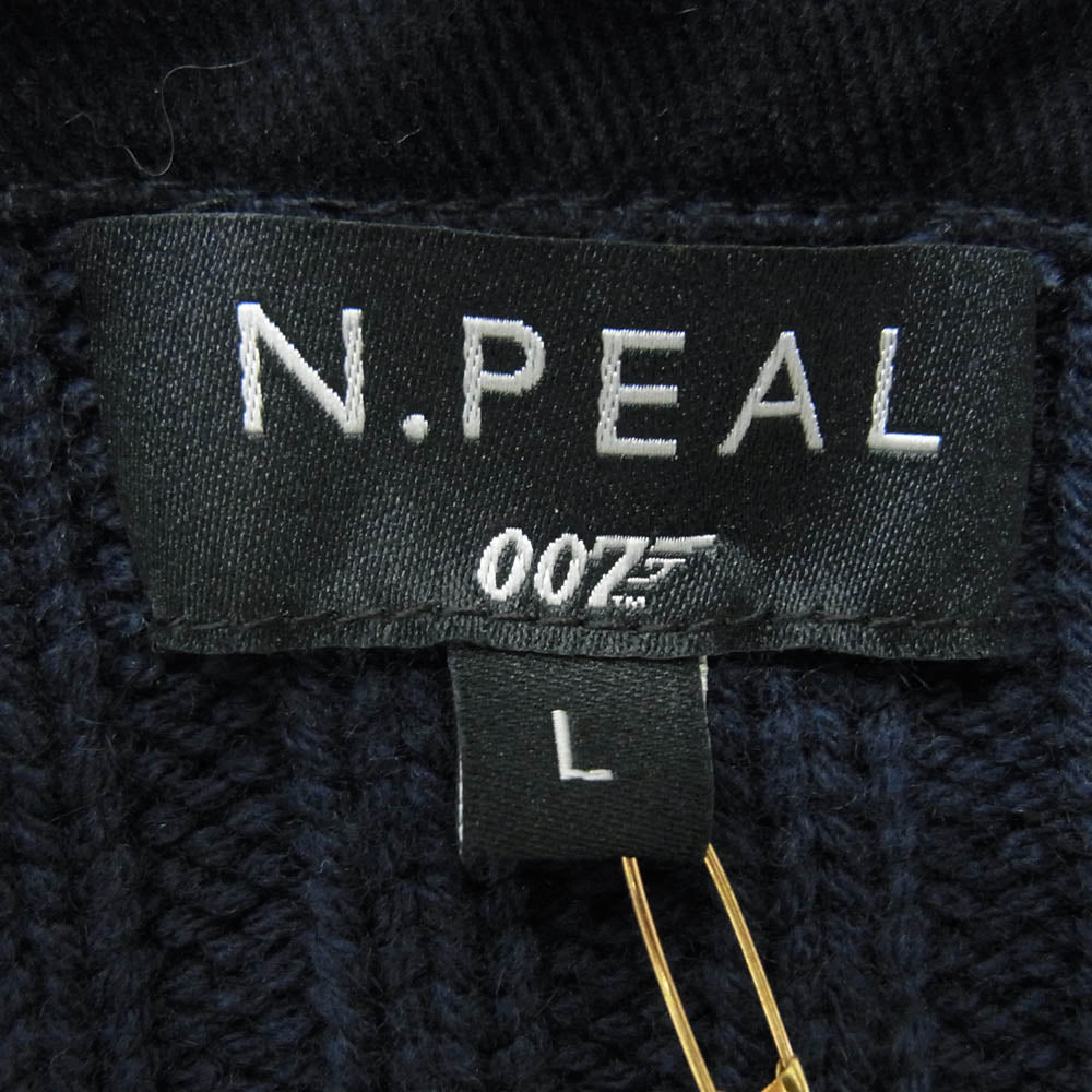 エヌ ピール × 007 NO TIME TO DIE ribbed army Sweater カシミア混 リブ コマンド セーター アーミーニット ネイビー系 L【極上美品】【中古】