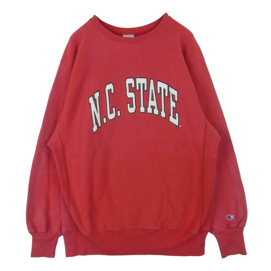 Champion チャンピオン 90s USA製 刺繍タグ リバースウィーブ N.C STATE スウェット トレーナー レッド系 XL【中古】