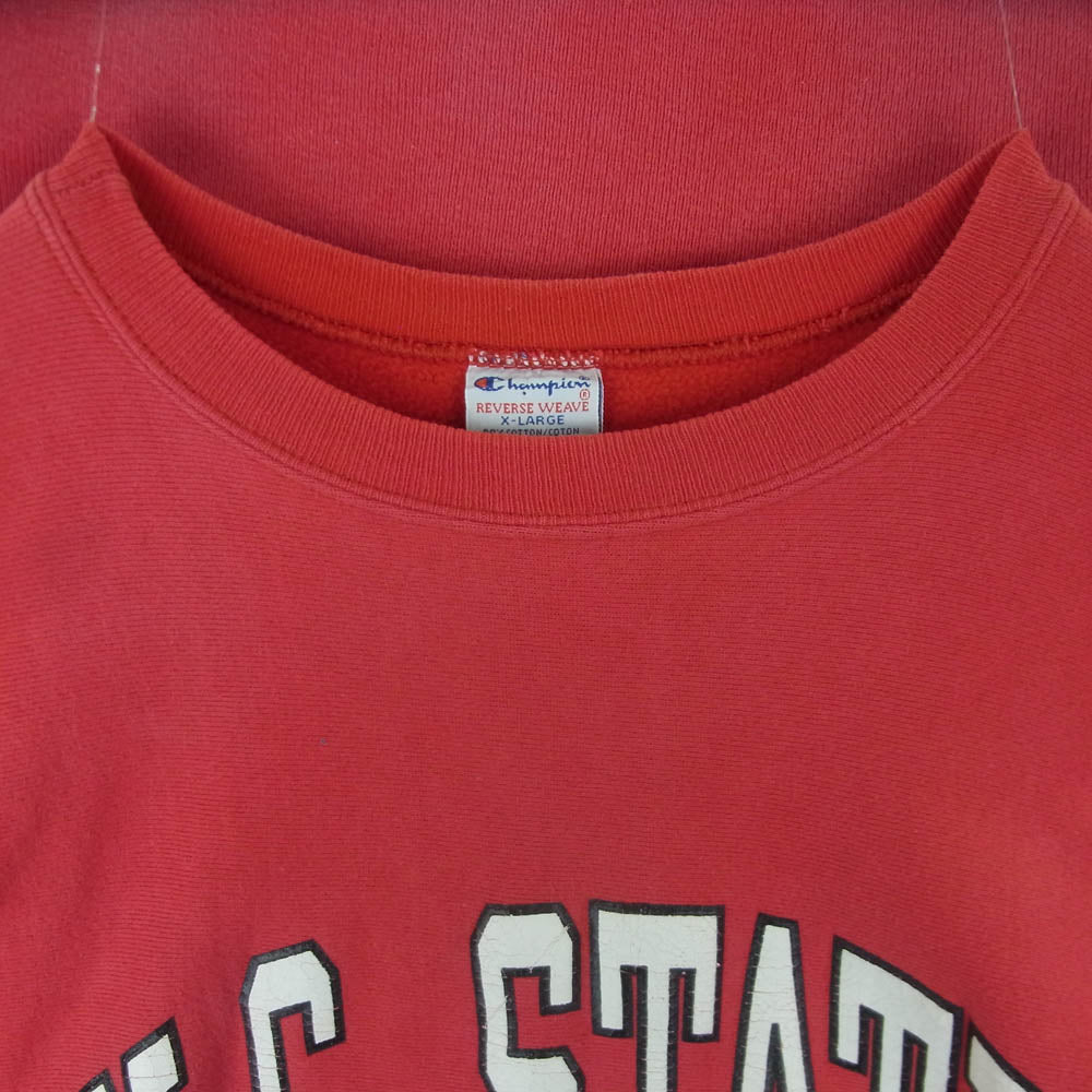 Champion チャンピオン 90s USA製 刺繍タグ リバースウィーブ N.C STATE スウェット トレーナー レッド系 XL【中古】