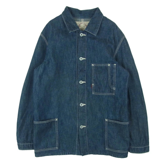 EVISU エヴィス デニム カバーオール ジャケット コットン 日本製 インディゴブルー系 36【中古】